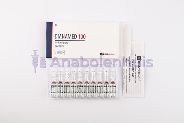 DIANAMED 100 van Deus Medical, 100 mg Methandienon per ml, krachtige anabool steroïde voor spiergroei en krachttoename