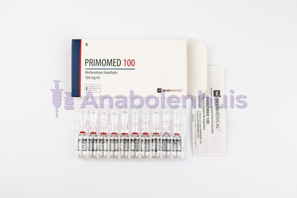 PRIMOMED 100 van Deus Medical, 100 mg methenolone enanthaat per ml, injecteerbare anabole steroïde voor spieropbouw en verbetering van de lichaamssamenstelling