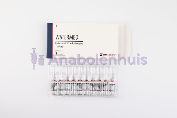 WATERMED van Deus Medical, steriel bacteriostatisch water, gebruikt voor het mengen en oplossen van injecteerbare medicatie